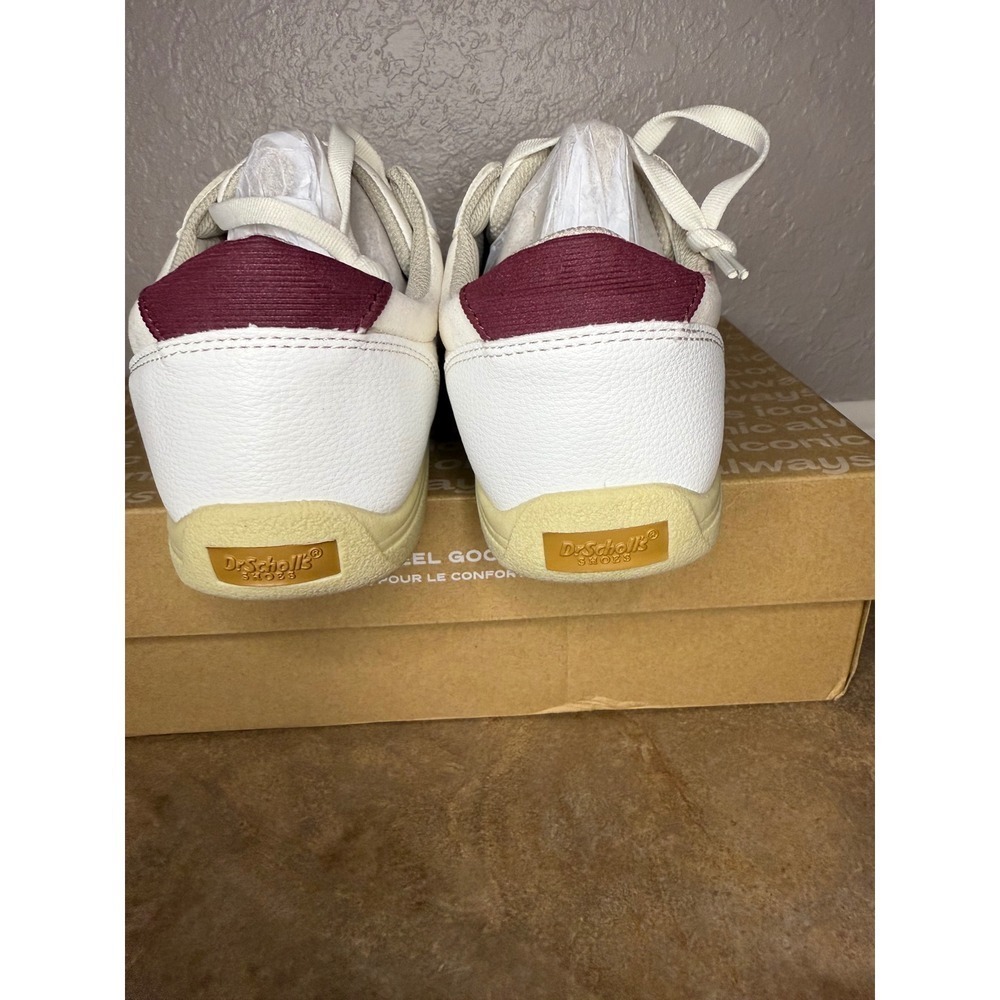 Dr. Scholls Time Off White Sneakers with Burgundy Heel Detail - Women's 10M - Picture 6 of 8